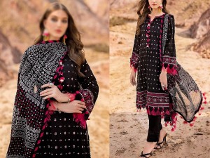 Elegant Embroidered Lawn Dress 2024 with Chunri Print Lawn Dupatta Price in Pakistan