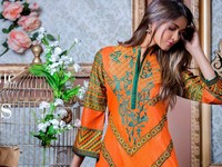 MTF Embroidered Lawn with Chiffon Dupatta 9-A Price in Pakistan