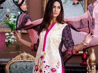 MTF Embroidered Lawn with Chiffon Dupatta 12-A Price in Pakistan